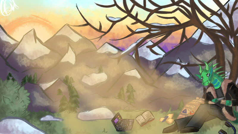Character Portrait + Landscape Banner, Watercolor Style (Full Render)